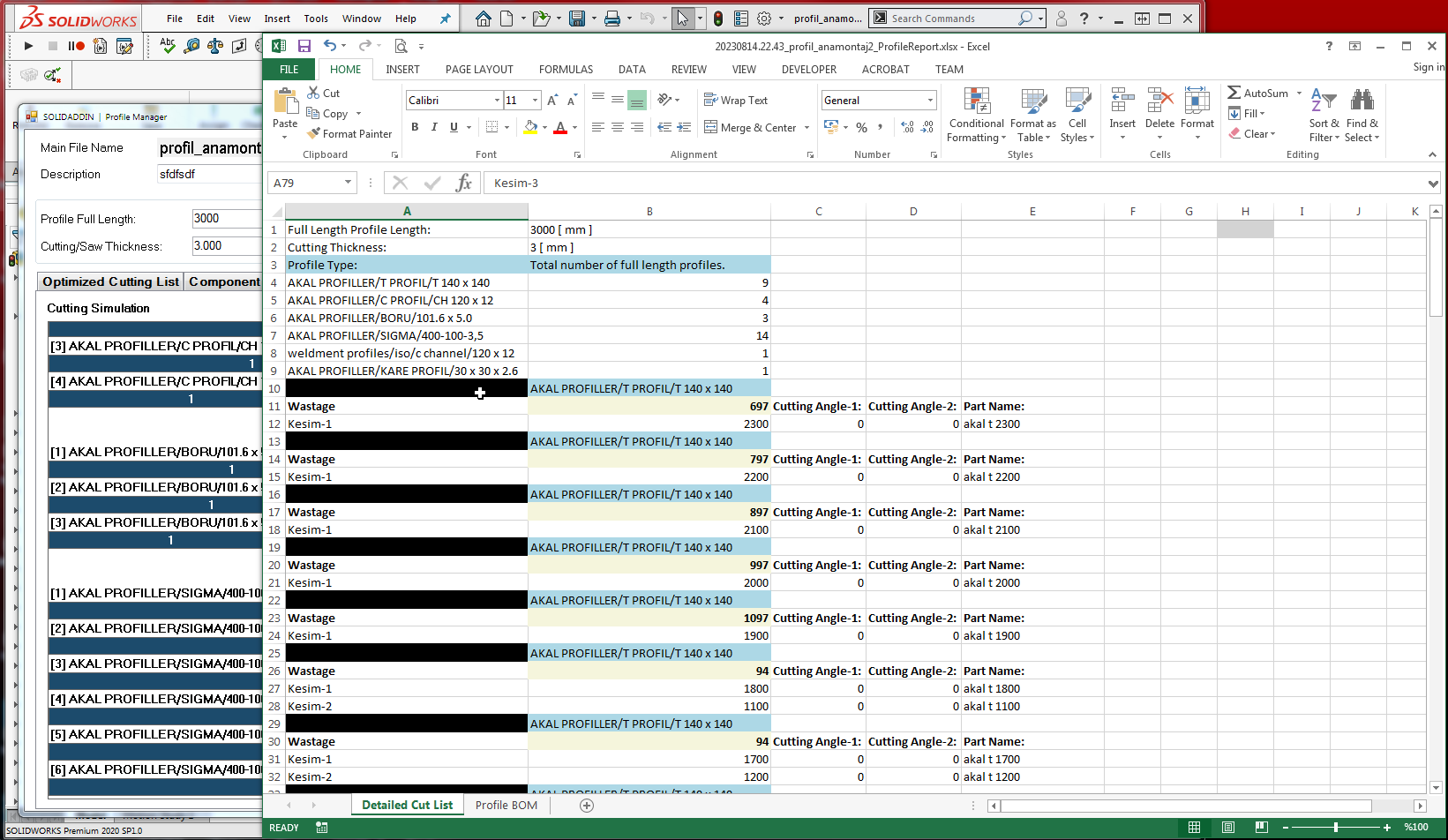 SOLID ADD-IN - Weldment Profile Manager-Excel Report